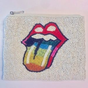 Rolling Stones beaded coin purse